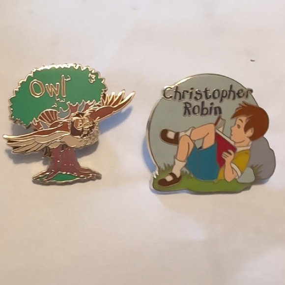 Christopher Robin and Owl Enamel Pin Set - Picture 1 of 5